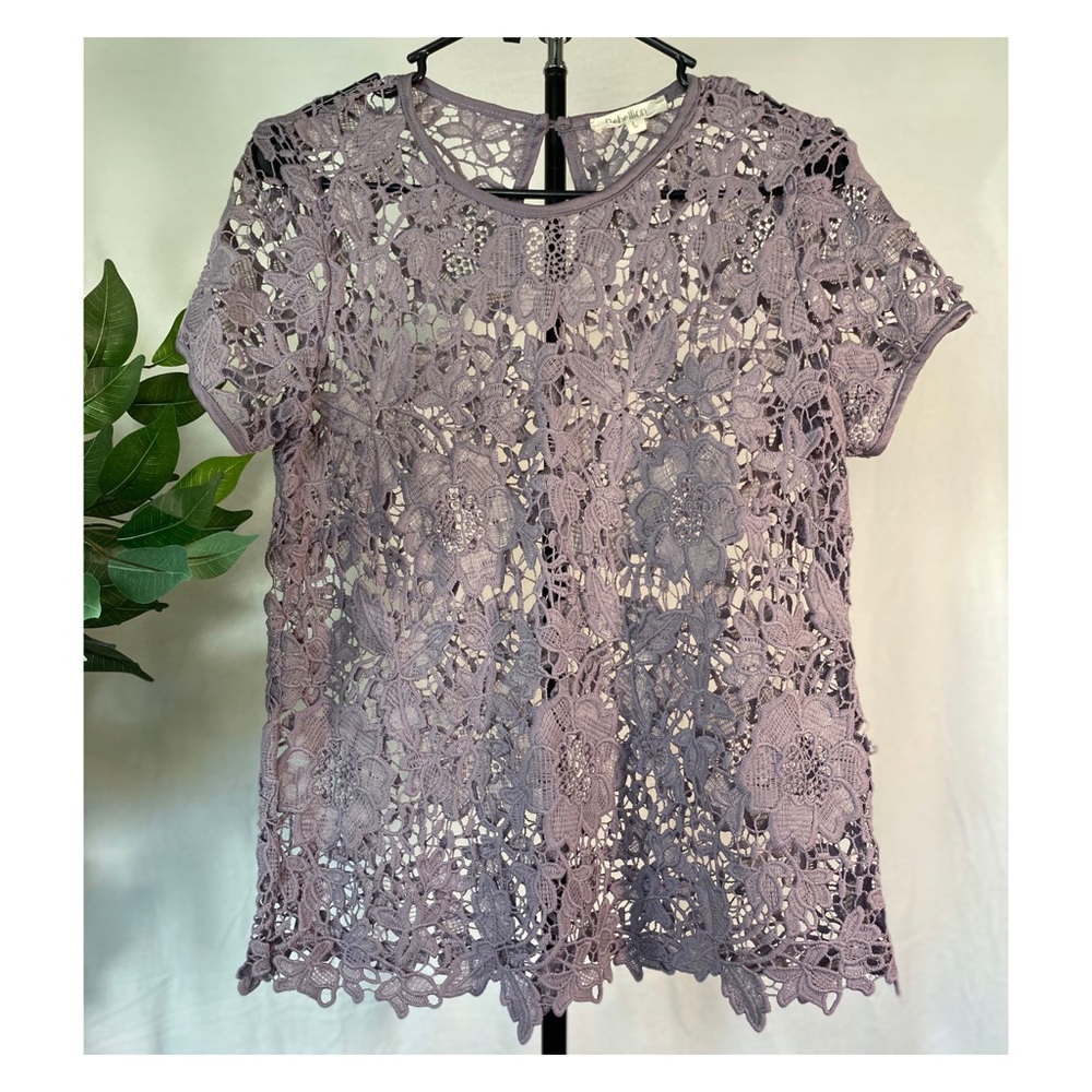 Light Purple Flower See Through Shirt